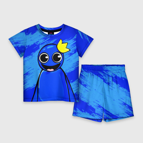 Детский костюм с шортами 3D Радужные друзья: веселый Синий, цвет 3D печать