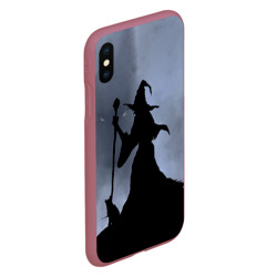 Чехол для iPhone XS Max матовый Halloween - силуэт ведьмы с котом - фото 2