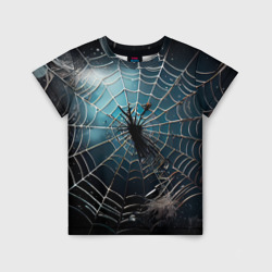 Детская футболка 3D Halloween - паутина на фоне мрачного неба