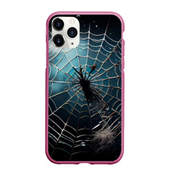 Чехол для iPhone 11 Pro матовый Halloween - паутина на фоне мрачного неба