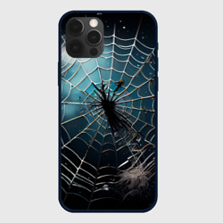 Чехол для iPhone 12 Pro Max Halloween - паутина на фоне мрачного неба