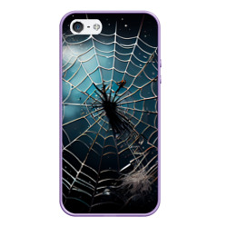Чехол для iPhone 5/5S матовый Halloween - паутина на фоне мрачного неба