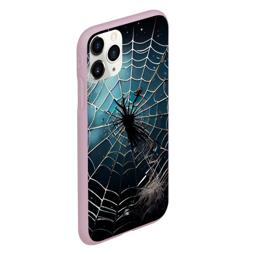 Чехол для iPhone 11 Pro матовый Halloween - паутина на фоне мрачного неба, цвет розовый - фото 3