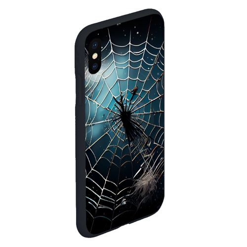 Чехол для iPhone XS Max матовый Halloween - паутина на фоне мрачного неба, цвет черный - фото 3