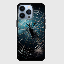 Чехол для iPhone 13 Pro Halloween - паутина на фоне мрачного неба