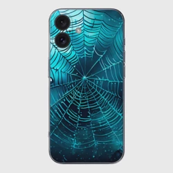 Чехол для iPhone 16 силиконовый с защитой камеры Halloween паутина