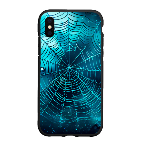 Чехол для iPhone XS Max матовый Halloween паутина, цвет черный