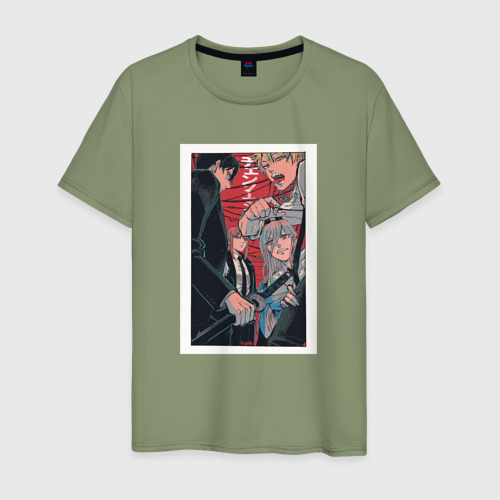 Мужская футболка хлопок Chainsaw Man Человек-бензопила Аниме, цвет авокадо