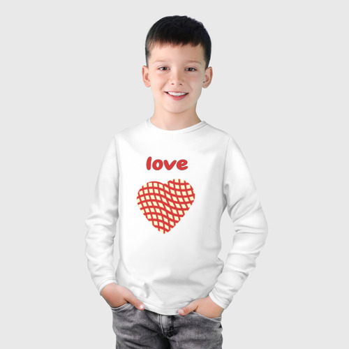 Детский лонгслив хлопок с принтом Переплетение в сердце, фото на моделе #1