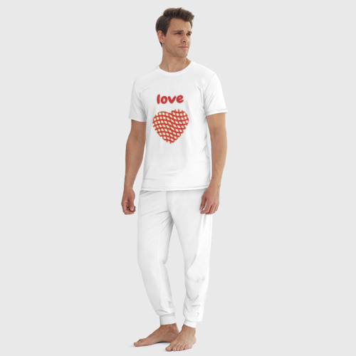 Мужская пижама хлопок Переплетение в сердце, цвет белый - фото 5