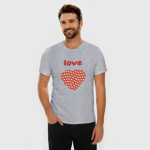 Мужская футболка хлопок Slim с принтом Переплетение в сердце, фото на моделе #1