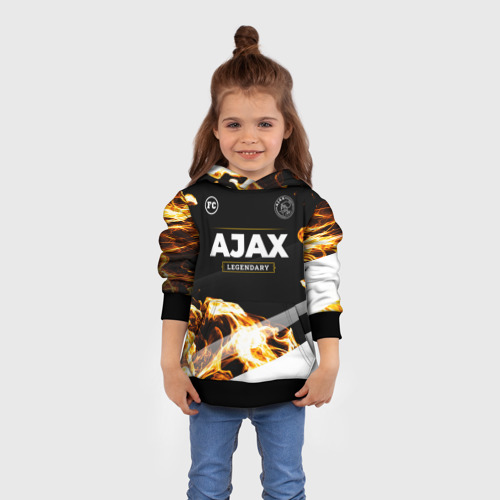 Детская толстовка 3D Ajax legendary sport fire, цвет черный - фото 4