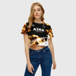Женская футболка Crop-top 3D Ajax legendary sport fire - фото 2