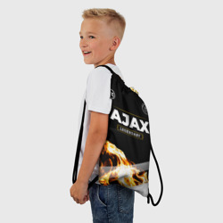 Рюкзак с принтом Ajax legendary sport fire для любого человека, вид спереди №2. Цвет основы: белый