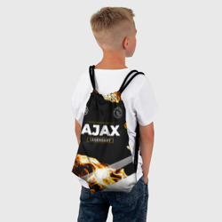 Рюкзак с принтом Ajax legendary sport fire для любого человека, вид спереди №3. Цвет основы: белый