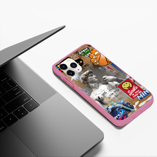 Чехол для iPhone 11 Pro Max матовый Gaming aesthetics - Art коллаж, цвет малиновый - фото 5