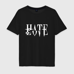 Мужская футболка хлопок Oversize Love - Hate - два в одном