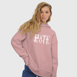 Женское худи Oversize хлопок Love - Hate - два в одном - фото 2