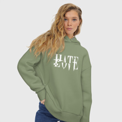 Женское худи Oversize хлопок Love - Hate - два в одном - фото 2