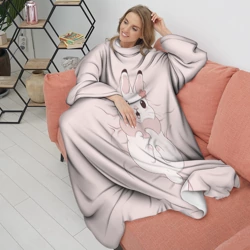 Плед с рукавами Милый кролик на розовом - фото 2