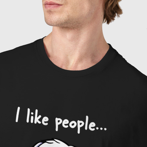 Мужская футболка хлопок с принтом I like people rabbit, фото #4