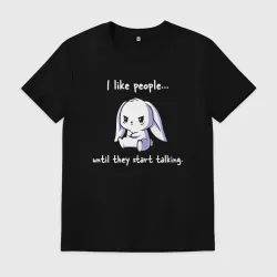Мужская футболка хлопок I like people rabbit
