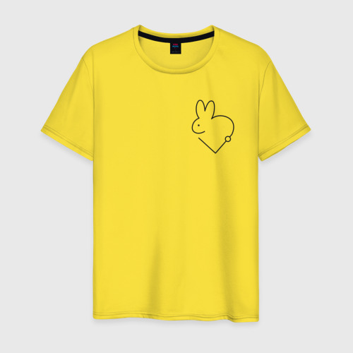 Мужская футболка хлопок Love line rabbit, цвет желтый