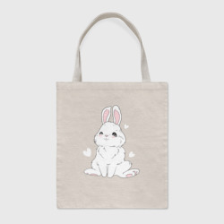 Шоппер BioNature Милый белый зайчик с сердечками