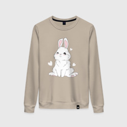 Женский свитшот хлопок Милый белый зайчик с сердечками