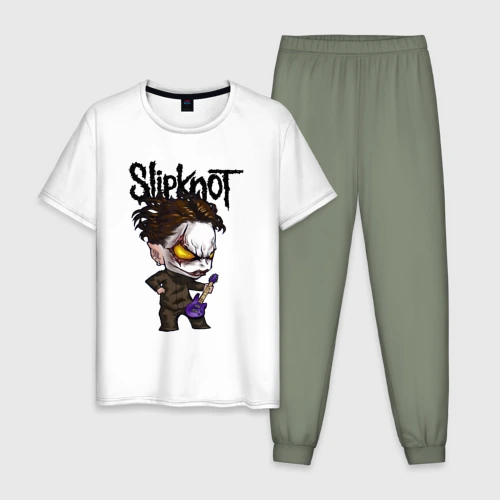 Мужская пижама с белой футболкой хлопок Slipknot   art