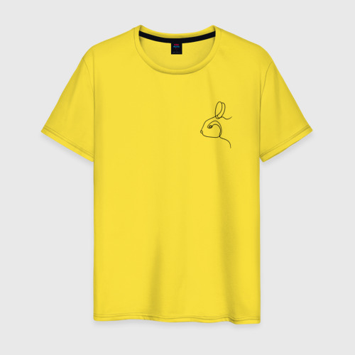 Мужская футболка хлопок Заяц линией, цвет желтый