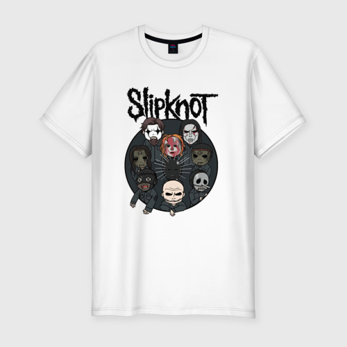 Мужская футболка хлопок Slim Slipknot art fan, цвет белый