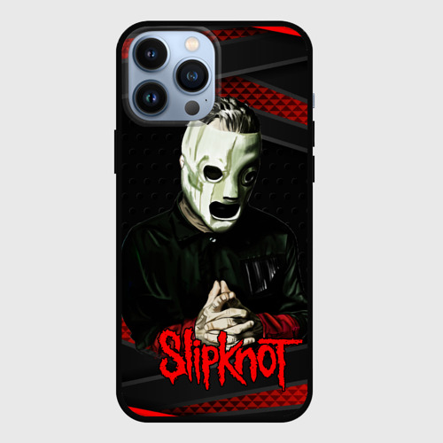 Чехол для iPhone 13 Pro Max с принтом Slipknot black & red, вид спереди #2