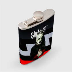 Фляга с принтом Slipknot абстракция для любого человека, вид спереди №2. Цвет основы: металл