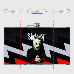 Фляга с принтом Slipknot абстракция для любого человека, вид спереди №5. Цвет основы: металл
