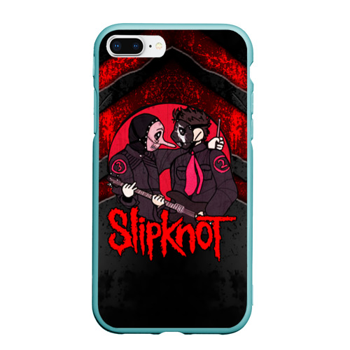 Чехол для iPhone 7Plus/8 Plus матовый Slipknot black  and red, цвет мятный