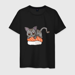 Мужская футболка хлопок Sushi cat