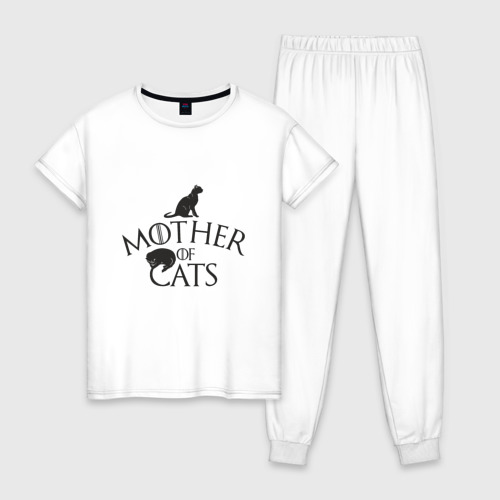 Женская пижама хлопок Мать котов, цвет белый