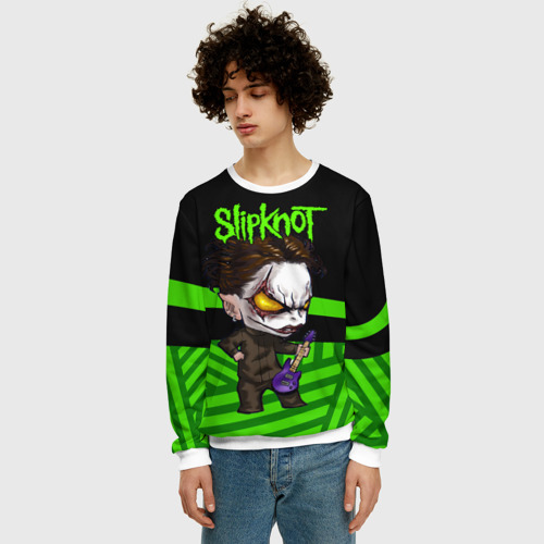 Мужской свитшот 3D Slipknot dark green, цвет белый - фото 3