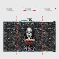 Фляга с принтом Slipknot серый абстрактный  фон для любого человека, вид спереди №5. Цвет основы: металл