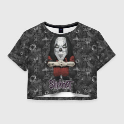 Slipknot серый абстрактный фон – Женская футболка Crop-top 3D с принтом купить