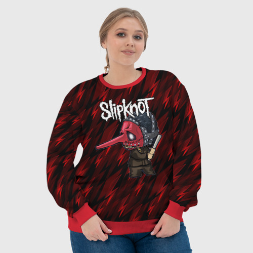 Женский свитшот 3D с принтом Slipknot красные молнии, фото #4
