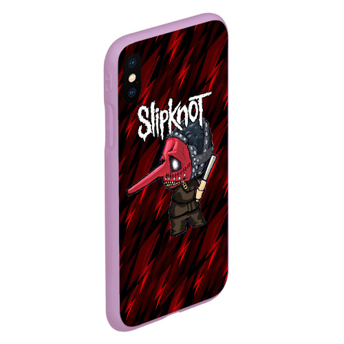 Чехол для iPhone XS Max матовый с принтом Slipknot красные молнии, вид сбоку #3