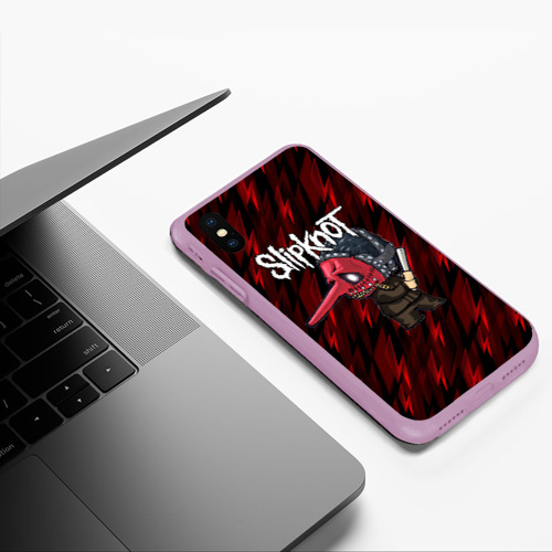 Чехол для iPhone XS Max матовый с принтом Slipknot красные молнии, фото #5