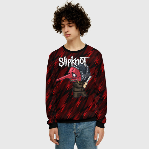 Мужской свитшот 3D Slipknot красные молнии, цвет черный - фото 3