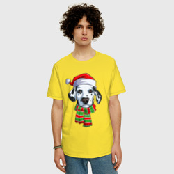 Мужская футболка хлопок Oversize Новогодний далматинец - фото 2