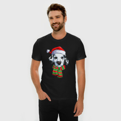 Мужская футболка хлопок Slim Новогодний далматинец - фото 2