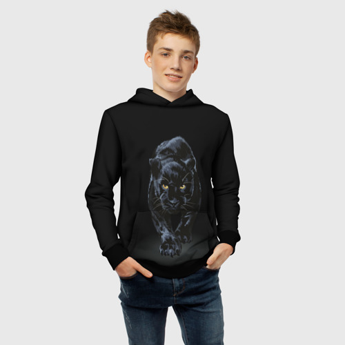 Детская толстовка 3D Черная пантера - хищница, цвет черный - фото 6