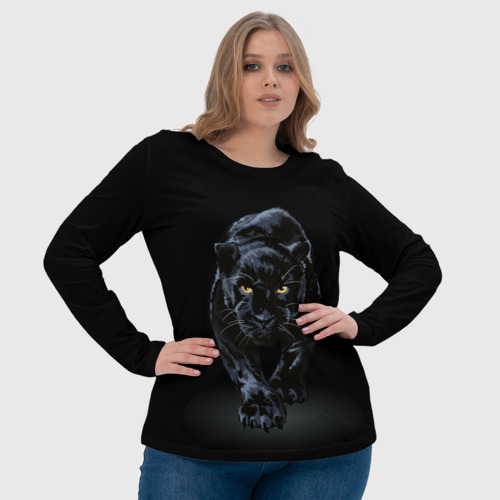 Женский лонгслив 3D Черная пантера - хищница - фото 6