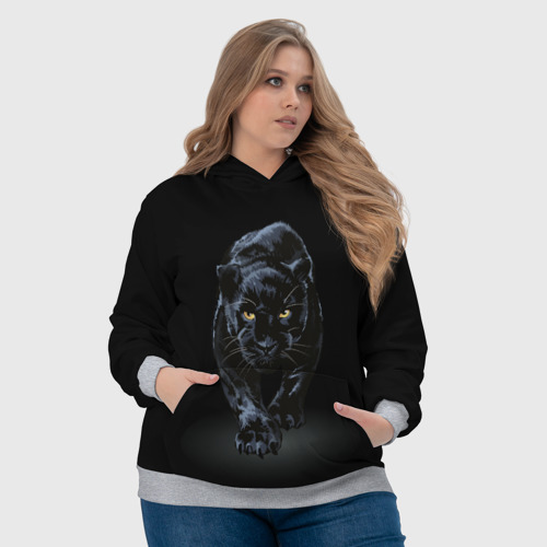 Женская толстовка 3D с принтом Черная пантера - хищница, фото #4